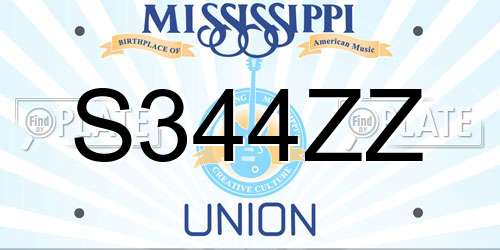 S344ZZ Mississippi License Plate