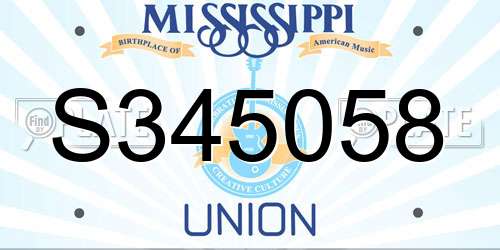 S345058 Mississippi License Plate
