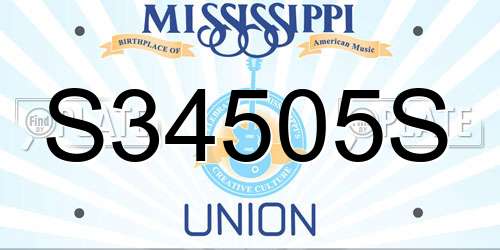 S34505S Mississippi License Plate