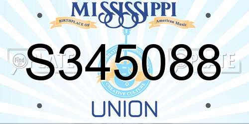 S345088 Mississippi License Plate