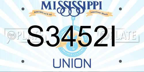 S3452I Mississippi License Plate