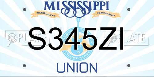 S345ZI Mississippi License Plate