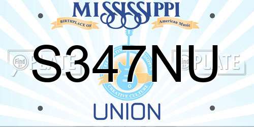 S347NU Mississippi License Plate