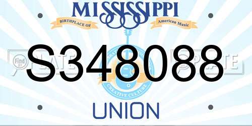 S348088 Mississippi License Plate