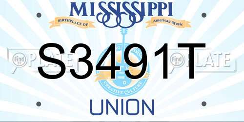 S3491T Mississippi License Plate