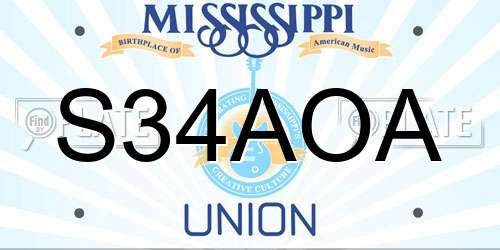 S34AOA Mississippi License Plate