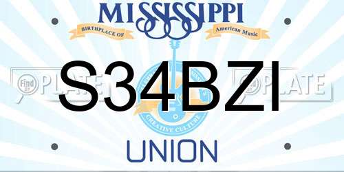 S34BZI Mississippi License Plate