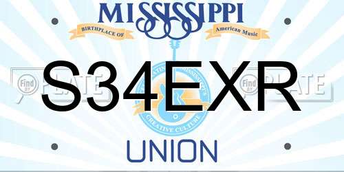 S34EXR Mississippi License Plate