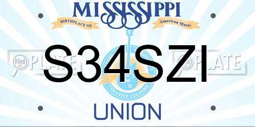S34SZI Mississippi License Plate