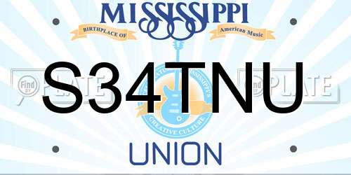 S34TNU Mississippi License Plate