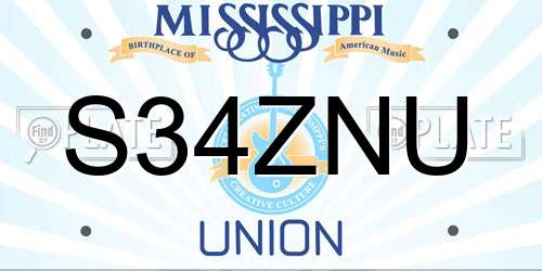 S34ZNU Mississippi License Plate