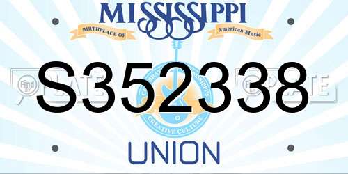 S352338 Mississippi License Plate