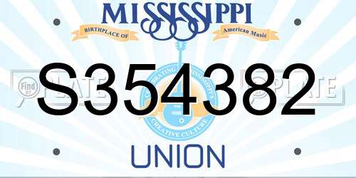 S354382 Mississippi License Plate