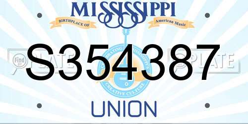 S354387 Mississippi License Plate