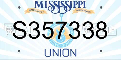 S357338 Mississippi License Plate