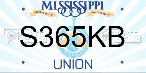 S365KB Mississippi License Plate