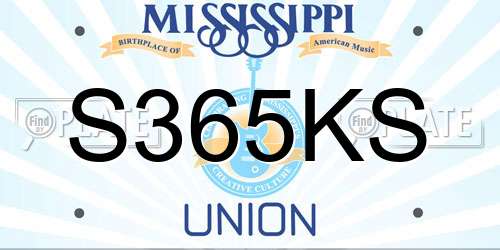 S365KS Mississippi License Plate