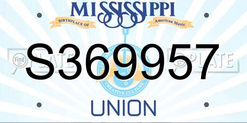S369957 Mississippi License Plate