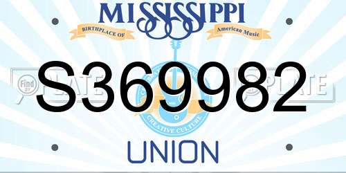 S369982 Mississippi License Plate