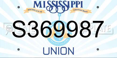 S369987 Mississippi License Plate