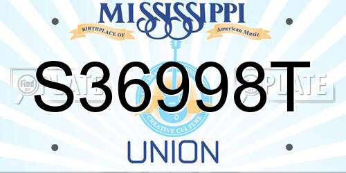 S36998T Mississippi License Plate