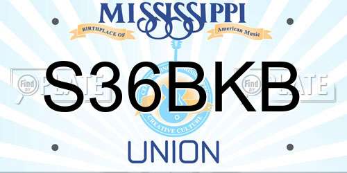S36BKB Mississippi License Plate