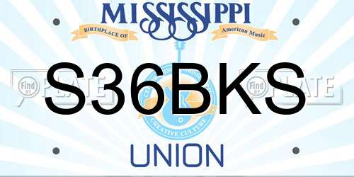 S36BKS Mississippi License Plate