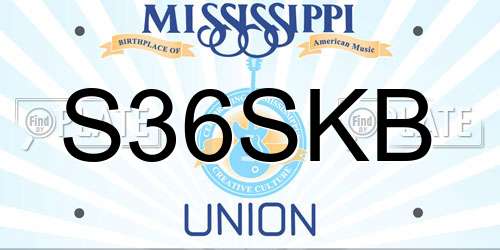 S36SKB Mississippi License Plate