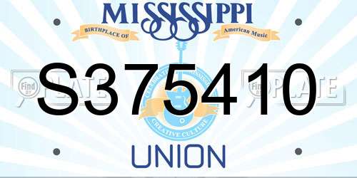 S375410 Mississippi License Plate