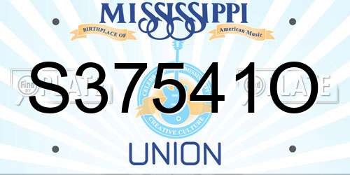 S37541O Mississippi License Plate
