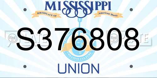 S376808 Mississippi License Plate