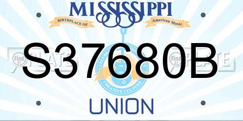 S37680B Mississippi License Plate