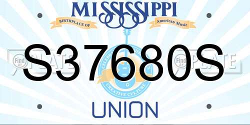 S37680S Mississippi License Plate