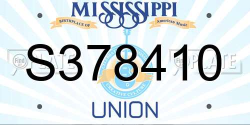 S378410 Mississippi License Plate