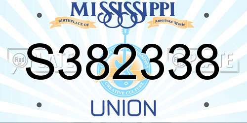 S382338 Mississippi License Plate