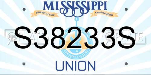 S38233S Mississippi License Plate