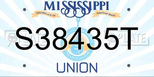 S38435T Mississippi License Plate