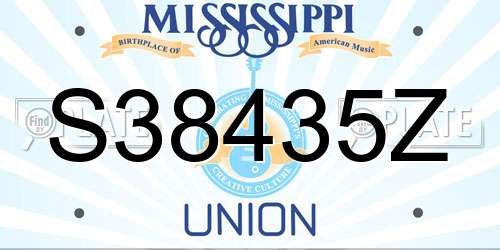 S38435Z Mississippi License Plate