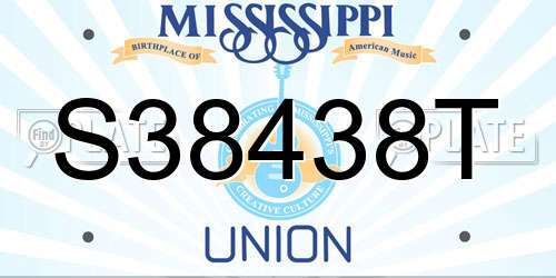 S38438T Mississippi License Plate