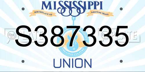 S387335 Mississippi License Plate