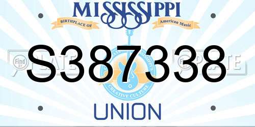 S387338 Mississippi License Plate