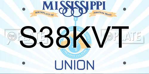 S38KVT Mississippi License Plate