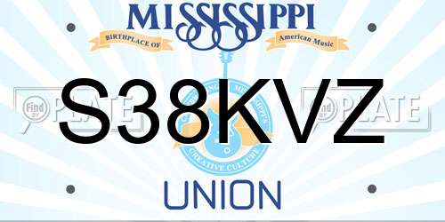 S38KVZ Mississippi License Plate