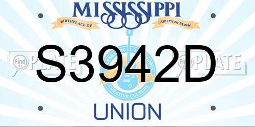 S3942D Mississippi License Plate