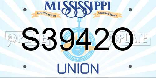 S3942O Mississippi License Plate