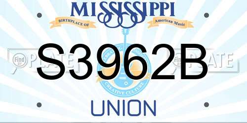 S3962B Mississippi License Plate