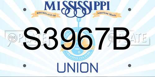 S3967B Mississippi License Plate