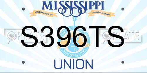 S396TS Mississippi License Plate