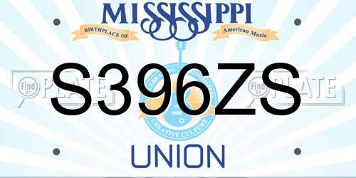 S396ZS Mississippi License Plate