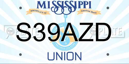 S39AZD Mississippi License Plate